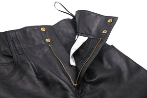 CELINE セリーヌ ジャンボジーンズ ボトムス パンツ 21-22AW 2G263280D ラムスキン ブラック ゴールド金具 26 美品 中古 47142
