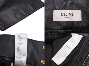 CELINE セリーヌ ジャンボジーンズ ボトムス パンツ 21-22AW 2G263280D ラムスキン ブラック ゴールド金具 26 美品 中古 47142