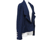 Load image into Gallery viewer, CHANEL シャネル ツイードジャケット P53945V38337 ナイロン ポリエステル コットン ブルー シルバー金具 サイズ38 美品 中古 47233