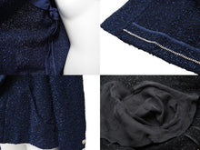 Load image into Gallery viewer, CHANEL シャネル ツイードジャケット P53945V38337 ナイロン ポリエステル コットン ブルー シルバー金具 サイズ38 美品 中古 47233