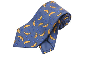 HERMES エルメス ボウタイ 蝶ネクタイ ネクタイ 三日月柄 シルク100% ブルー イエロー 紳士 中古 47467
