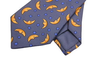 HERMES エルメス ボウタイ 蝶ネクタイ ネクタイ 三日月柄 シルク100% ブルー イエロー 紳士 中古 47467