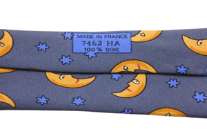 HERMES エルメス ボウタイ 蝶ネクタイ ネクタイ 三日月柄 シルク100% ブルー イエロー 紳士 中古 47467