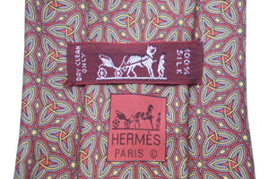 HERMES エルメス ボウタイ 蝶ネクタイ ネクタイ 総柄 シルク100% ワインレッド 7937 紳士 中古 47468