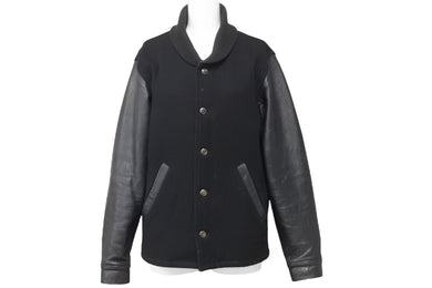 ORIGINALFAKE オリジナルフェイク スタジアムジャンパー ジャケット ポリエステル レザー ブラック サイズ1 美品 中古 47673