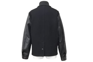 ORIGINALFAKE オリジナルフェイク スタジアムジャンパー ジャケット ポリエステル レザー ブラック サイズ1 美品 中古 47673