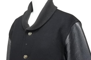 ORIGINALFAKE オリジナルフェイク スタジアムジャンパー ジャケット ポリエステル レザー ブラック サイズ1 美品 中古 47673