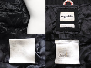 ORIGINALFAKE オリジナルフェイク スタジアムジャンパー ジャケット ポリエステル レザー ブラック サイズ1 美品 中古 47673