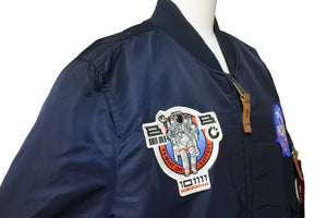NASA ナサ フライトジャケット オフィシャル アポロ MA-1 ミリタリー ブルゾン アウター ジャンパー M ネイビー 美品 中古 47674