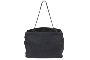 VERSACE ヴェルサーチ トートバッグ メデューサ ハンドル編み込み ブラック ゴールド金具 ユニセックス 良品 中古 47770 