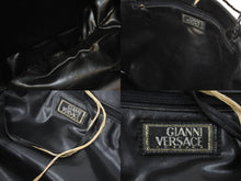 画像をギャラリービューアに読み込む, VERSACE ヴェルサーチ トートバッグ メデューサ ハンドル編み込み ブラック ゴールド金具 ユニセックス 良品 中古 47770 