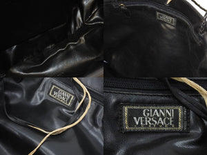 VERSACE ヴェルサーチ トートバッグ メデューサ ハンドル編み込み ブラック ゴールド金具 ユニセックス 良品 中古 47770 