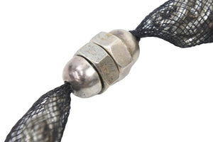 初期 JEAN PAUL GAULTIER ジャンポールゴルチェ ネックレス チョーカー マイアミ型 キューバン ネット シルバー 美品 中古 47771