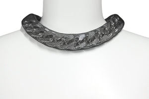 初期 JEAN PAUL GAULTIER ジャンポールゴルチェ ネックレス チョーカー マイアミ型 キューバン ネット シルバー 美品 中古 47771