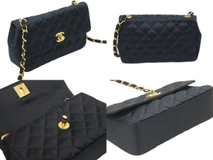 CHANEL シャネル ミニマトラッセ ココマーク ショルダーバッグ ミニバッグ 06番台 サテン ブラック ゴールド金具 美品 中古 48049