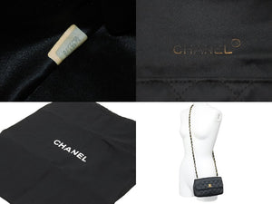 CHANEL シャネル ミニマトラッセ ココマーク ショルダーバッグ ミニバッグ 06番台 サテン ブラック ゴールド金具 美品 中古 48049