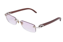 Load image into Gallery viewer, Cartier カルティエ サングラス メガネ ウッドテンプル 140b メタル ウッド ブラウン ピンク グラデーション □19 美品 中古 48111