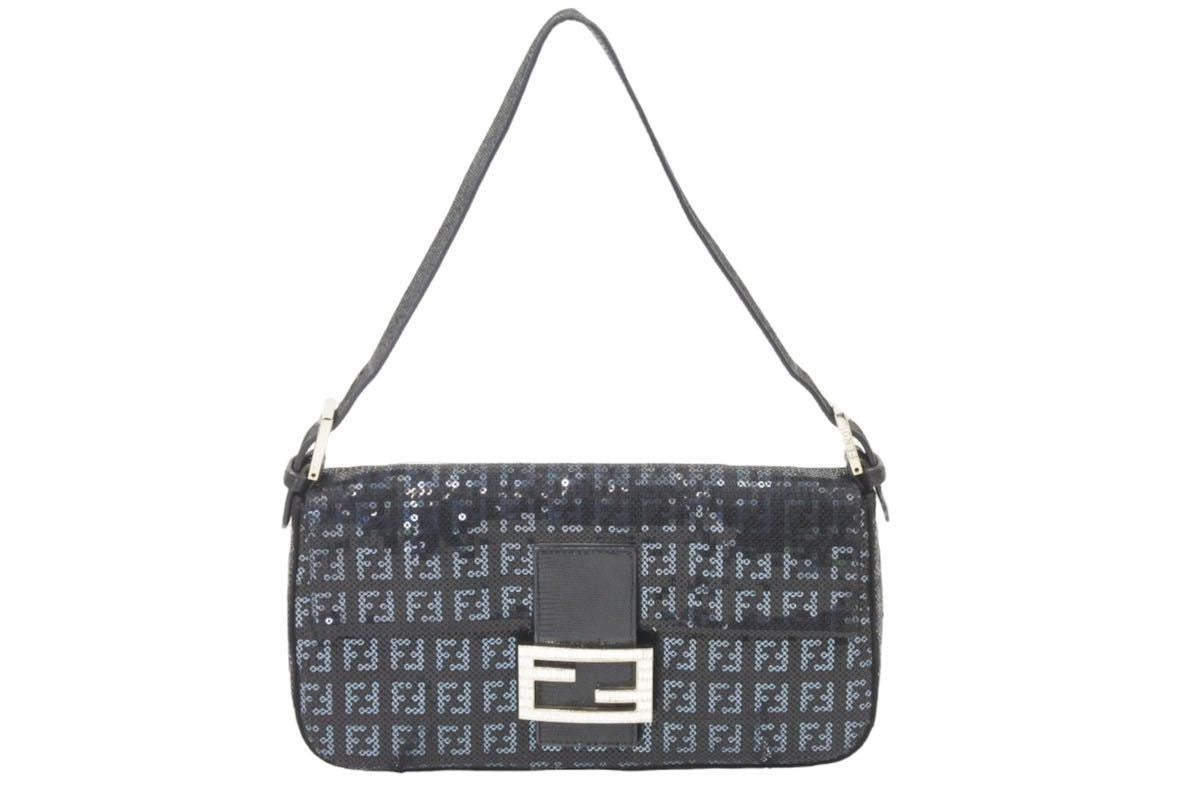 美品⭐️FENDI マンマバケット ブラック ワンショルダーバック FENDI フェンディ スパンコール マンマバケット ショルダー