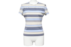CHANEL シャネル ボーダー 半袖Ｔシャツ ブルー 00C P14952V08385 サイズ38 美品 中古 48310