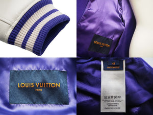 LOUIS VUITTON ルイヴィトン マルチパッチミックスドレザーバーシティブルゾン パープル ホワイト 1AAHHA サイズ48 美品 中古 48339