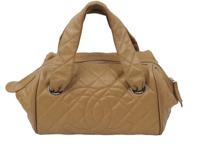 CHANEL シャネル マトラッセ ハンドバッグ ミニボストンバッグ ココマーク 11番台 キャビアスキン ブラウン 美品 中古 48693