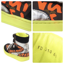 Load image into Gallery viewer, ルイヴィトン LOUIS VUITTON 09SS グラフティ ミックス パッチワーク ハイカット スニーカー FD0010 6 1/2 オレンジ 中古48814