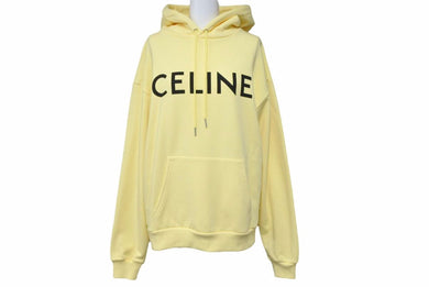 CELINE セリーヌ ルーズスウェットパーカー 21SS クラシックロゴ エディスリマン 2Y321052H コットン イエロー XS 中古 48836