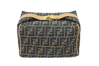 FENDI フェンディ ハンドバッグ バニティバック ミニ ハンドバッグ ポーチ ズッカ柄 231335660058 ゴールド 中古 48898