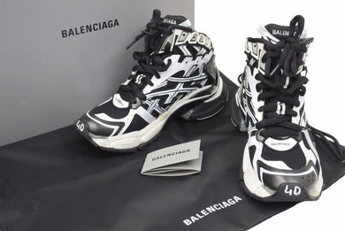 BALENCIAGA バレンシアガ RUNNER ランナー HIGHTOP スニーカー ミドルカット ブラック ホワイト 26.5cm 美品 中古 49150