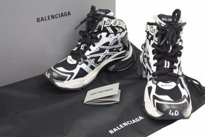 BALENCIAGA バレンシアガ RUNNER ランナー HIGHTOP スニーカー ミドルカット ブラック ホワイト 26.5cm 美品 中古 49150