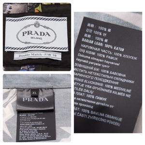 極美品 プラダ PRADA 19AW XL UCS319 ダブルマッチフランケンシュタインボーリング半袖シャツ 中古 49180
