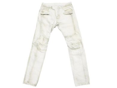 BALMAIN バルマン コットンキャンバスバイカーパンツ ボトムス ダスト加工 T577C164 コットン グレー サイズ32 良品 中古 49492