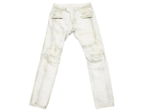 BALMAIN バルマン コットンキャンバスバイカーパンツ ボトムス ダスト加工 T577C164 コットン グレー サイズ32 良品 中古 49492