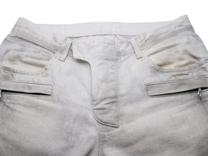 BALMAIN バルマン コットンキャンバスバイカーパンツ ボトムス ダスト加工 T577C164 コットン グレー サイズ32 良品 中古 49492
