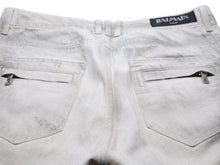 Load image into Gallery viewer, BALMAIN バルマン コットンキャンバスバイカーパンツ ボトムス ダスト加工 T577C164 コットン グレー サイズ32 良品 中古 49492