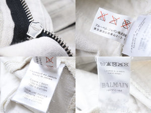 BALMAIN バルマン コットンキャンバスバイカーパンツ ボトムス ダスト加工 T577C164 コットン グレー サイズ32 良品 中古 49492