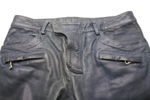 Load image into Gallery viewer, BALMAIN バルマン バイカーパンツ サイズ50 コットン レザー ネイビー シルバー金具 メンズ 美品 中古 49495