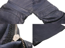 Load image into Gallery viewer, BALMAIN バルマン バイカーパンツ サイズ50 コットン レザー ネイビー シルバー金具 メンズ 美品 中古 49495
