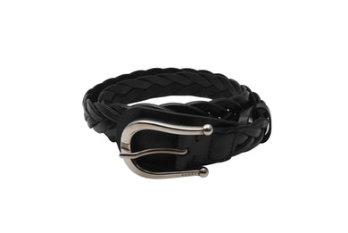 GUCCI グッチ ベルト レザー ブラック シルバー金具 黒 革 268242 中古 49554