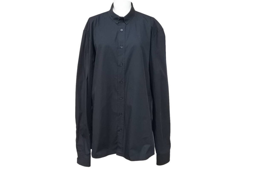 BALMAIN バルマン 長袖シャツ ダメージ加工 無地 トップス S5HT120C320P コットン ブラック サイズ40 美品 中古 49588