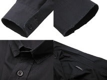 Load image into Gallery viewer, BALMAIN バルマン 長袖シャツ ダメージ加工 無地 トップス S5HT120C320P コットン ブラック サイズ40 美品 中古 49588