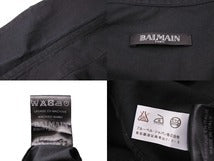 Load image into Gallery viewer, BALMAIN バルマン 長袖シャツ ダメージ加工 無地 トップス S5HT120C320P コットン ブラック サイズ40 美品 中古 49588