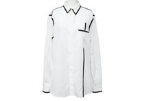 画像をギャラリービューアに読み込む, GIVENCHY ジバンシー ライン縁取り長袖シャツ トップス 17S 6023 300 コットン ブラック ホワイト サイズ40 美品 中古 49615 