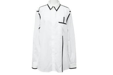 GIVENCHY ジバンシー ライン縁取り長袖シャツ トップス 17S 6023 300 コットン ブラック ホワイト サイズ40 美品 中古 49615 