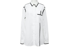 GIVENCHY ジバンシー ライン縁取り長袖シャツ トップス 17S 6023 300 コットン ブラック ホワイト サイズ40 美品 中古 49615 