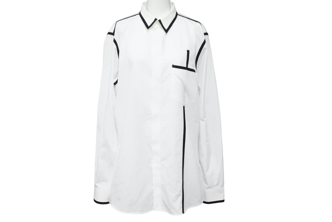 GIVENCHY ジバンシー ライン縁取り長袖シャツ トップス 17S 6023 300 コットン ブラック ホワイト サイズ40 美品 中古 49615 