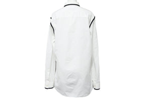 GIVENCHY ジバンシー ライン縁取り長袖シャツ トップス 17S 6023 300 コットン ブラック ホワイト サイズ40 美品 中古 49615 