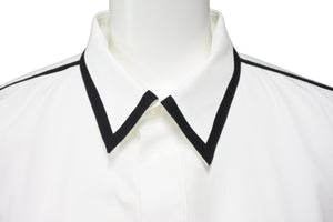 GIVENCHY ジバンシー ライン縁取り長袖シャツ トップス 17S 6023 300 コットン ブラック ホワイト サイズ40 美品 中古 49615 