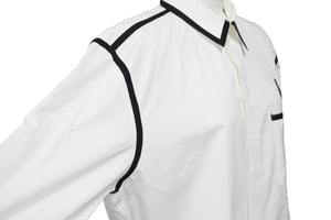 GIVENCHY ジバンシー ライン縁取り長袖シャツ トップス 17S 6023 300 コットン ブラック ホワイト サイズ40 美品 中古 49615 