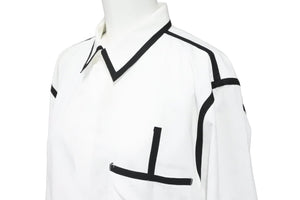 GIVENCHY ジバンシー ライン縁取り長袖シャツ トップス 17S 6023 300 コットン ブラック ホワイト サイズ40 美品 中古 49615 